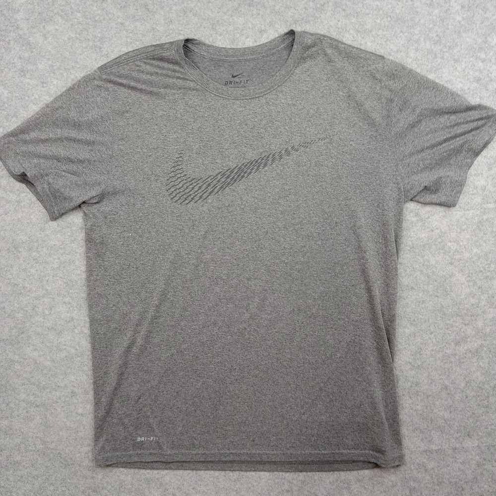 Nike Shirt Mens Large Gray Dri-FIT Swoosh Graphic‎ Short Sleeve Athletic Top